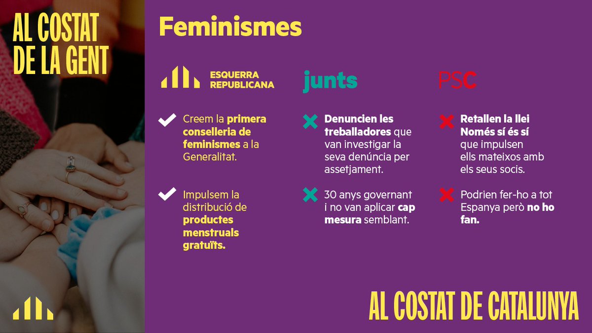 💜 El #12M va de continuar implementant polítiques feministes i guanyant drets i llibertats o de tancar ❌ la conselleria d'Igualtat i Feminismes #Debat3Cat #GuanyaCatalunya #PresidentAragonès