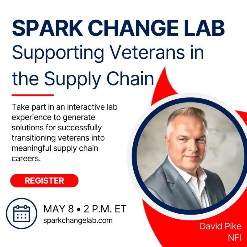 Excited to announce the Spark Change Lab’s inaugural interactive webinar on May 8th! Join us in supporting veterans in the supply chain. Be part of real-world solution-building and generate actionable strategies. Register now: lnkd.in/eAxhkEC6  #EmpoweringVeterans…