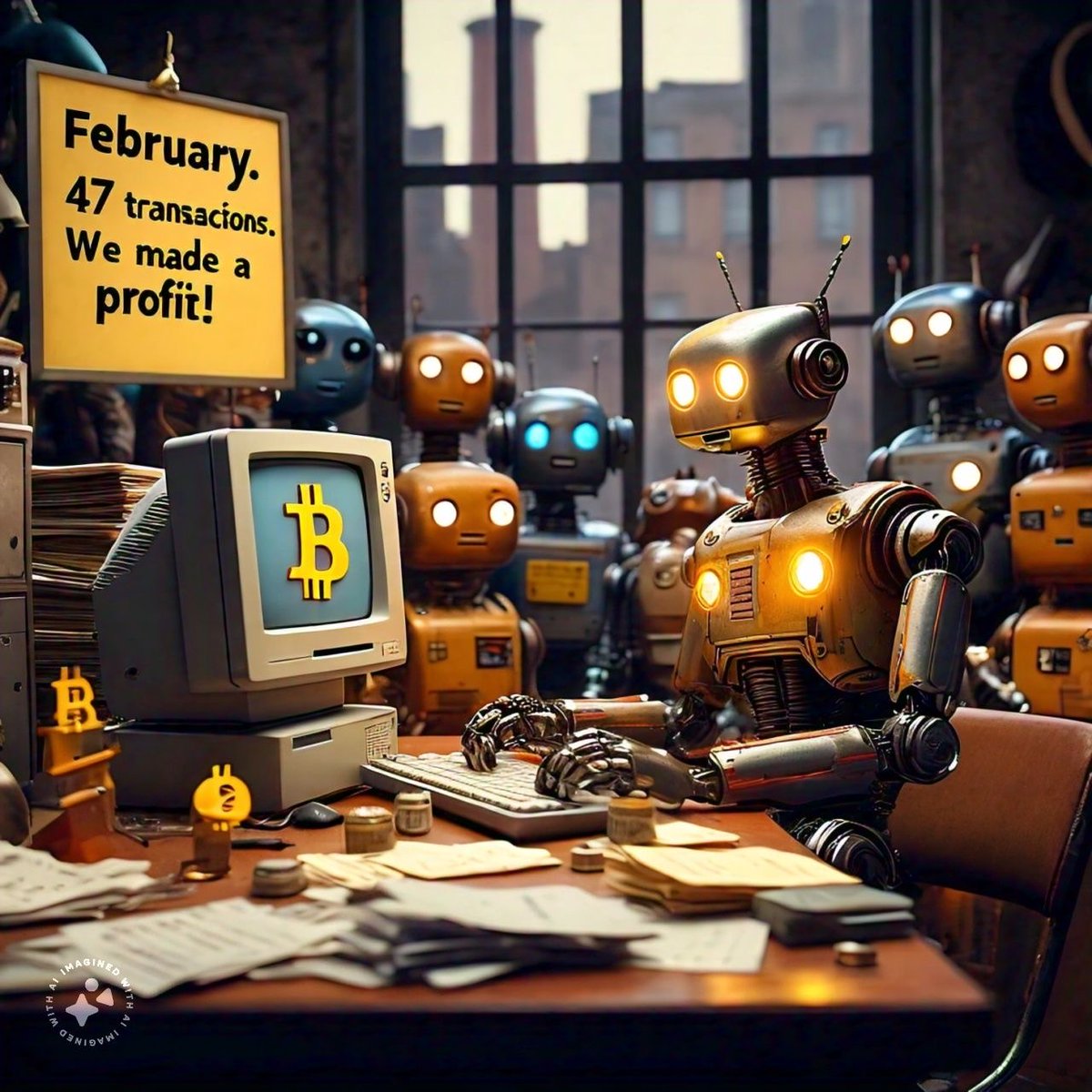 WWCrobots's tweet image. At the moment, the market is range-bound, so algorithms are hardly entering trades. For example, there were 47 trades in February, but only 15 in April. However, there is no direct correlation between the number of trades and the account's profitability.