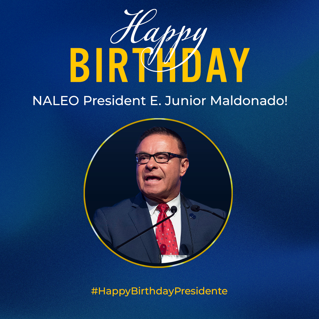 Join us in wishing NALEO President and Hudson County Clerk, NJ, @JrMal, a very happy birthday! 🎂🎉 The entire #NALEOFamilia extends our appreciation to President Maldonado for his leadership and service to #TheNALEONetwork! #HappyBirthdayPresidente 👏🏽