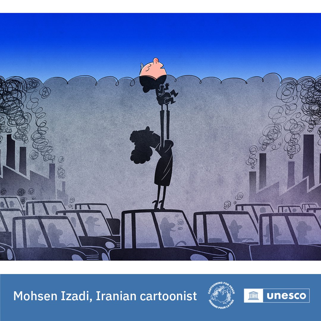 In a world clouded by misinformation and threats to our planet, it’s hard to be free from the suffocating grip of #ClimateChange. The power of #PressFreedom can lift us above the haze, and give a brighter future to the next generation: unesco.org/en/days/press-… 🖌️Mohsen Izadi