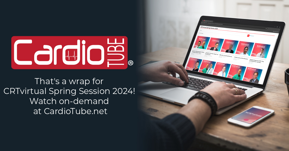 #CRTvirtual Spring Session 2024 may be over, but you can still catch up on all our videos online! Go to CardioTube.net to watch any session!! #cardiacnurse #cardiologists #cardiology #cardiologyfellow #interventionalcardiology #interventionalcardiologyfellow