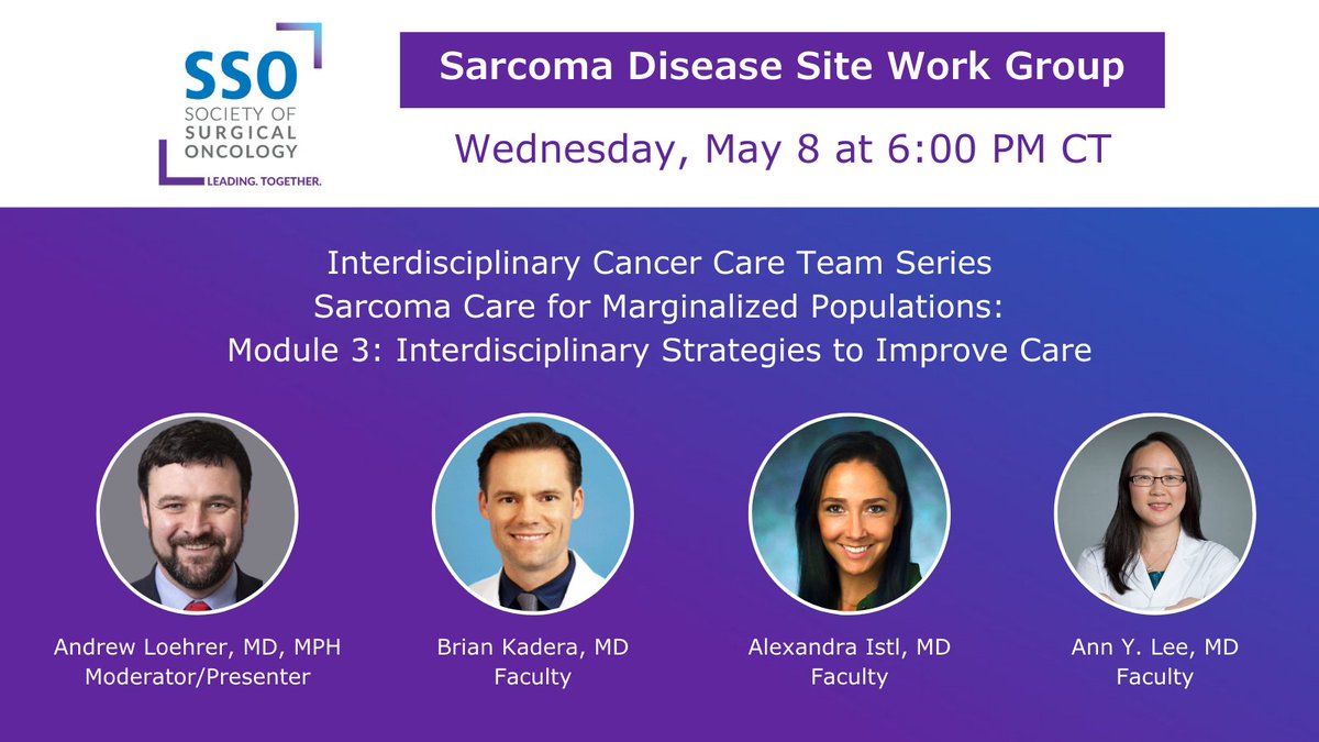 TOMORROW! Don't miss this dynamic webinar joining surgical oncologists and allied health professionals to share strategies for overcoming challenges and inequities in sarcoma care to deliver optimal care. Register now: ow.ly/MhFA50RyTns