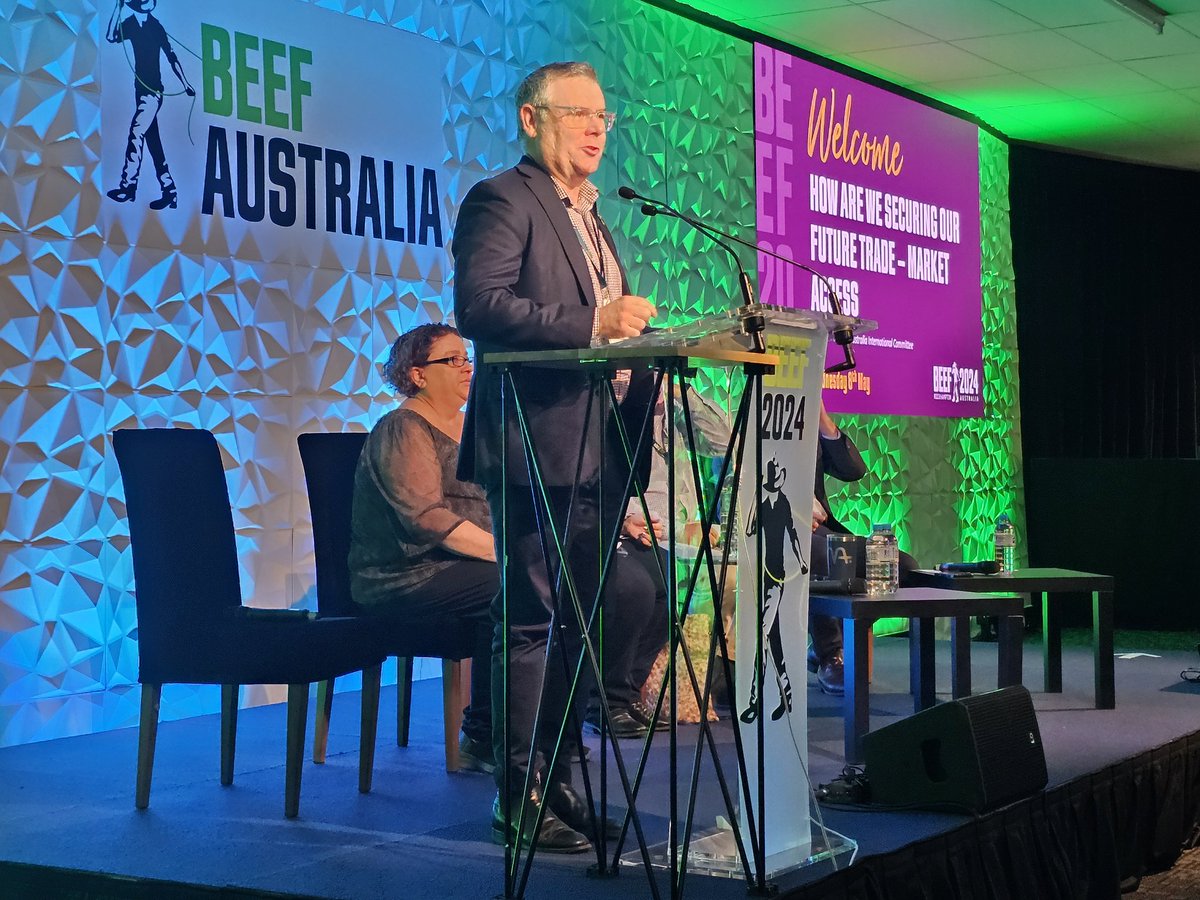 Allawishus's tweet photo. Agriculture Minister, Murray Watt opening our Day 3 Seminar Series, securing our Future Trade @Beef2024 #Austrade https://t.co/mzYzLRKwkv