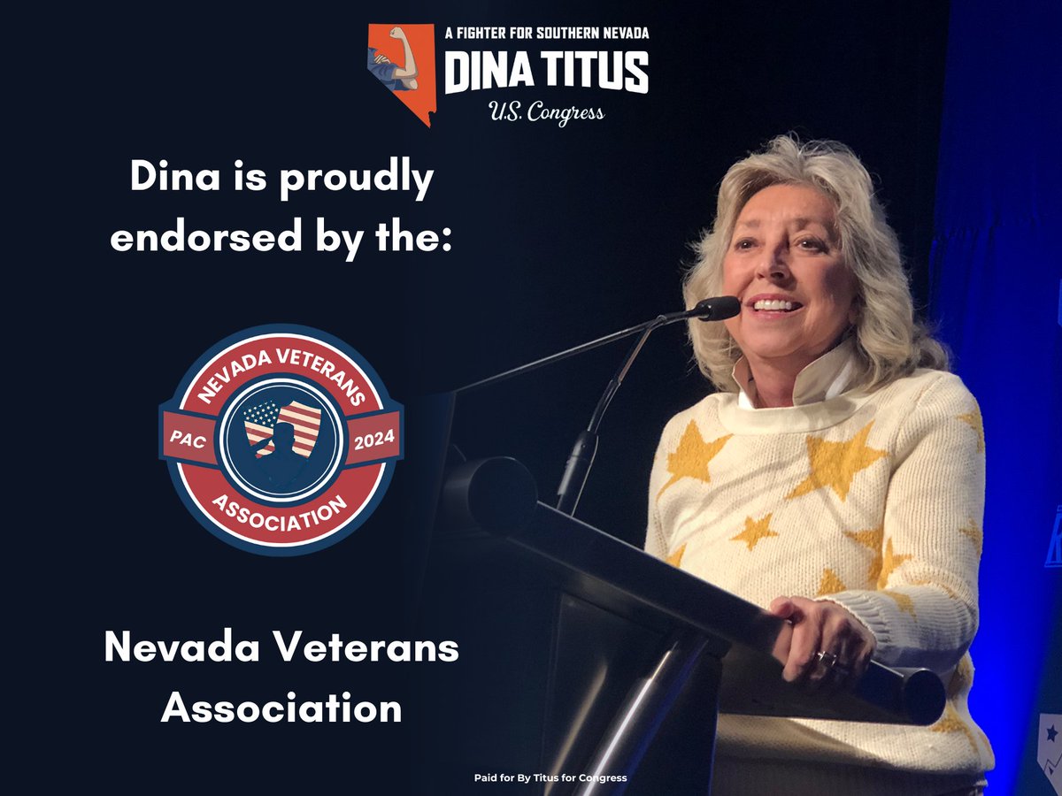 From passing the PACT Act to helping make the VA more efficient, I've always had the backs of  Nevada's veterans in Washington. I'm proud to have the endorsement of the Nevada Veterans Association.