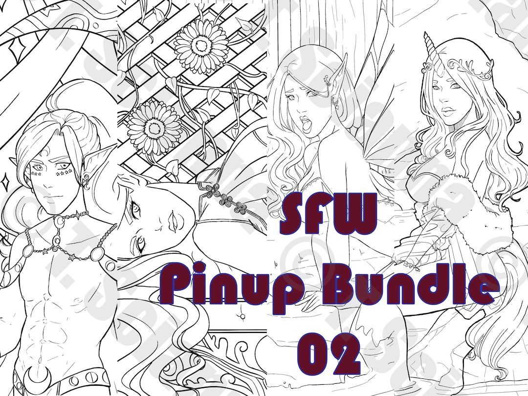 Four pinups all bundled together for a discount, three female and one male! The Moon God, The Garden Pinup, The Fairy, and the Unicorn Princess, all bundled together in one neat little PDF for you to print and enjoy, right from home! 
#coloringpage #art