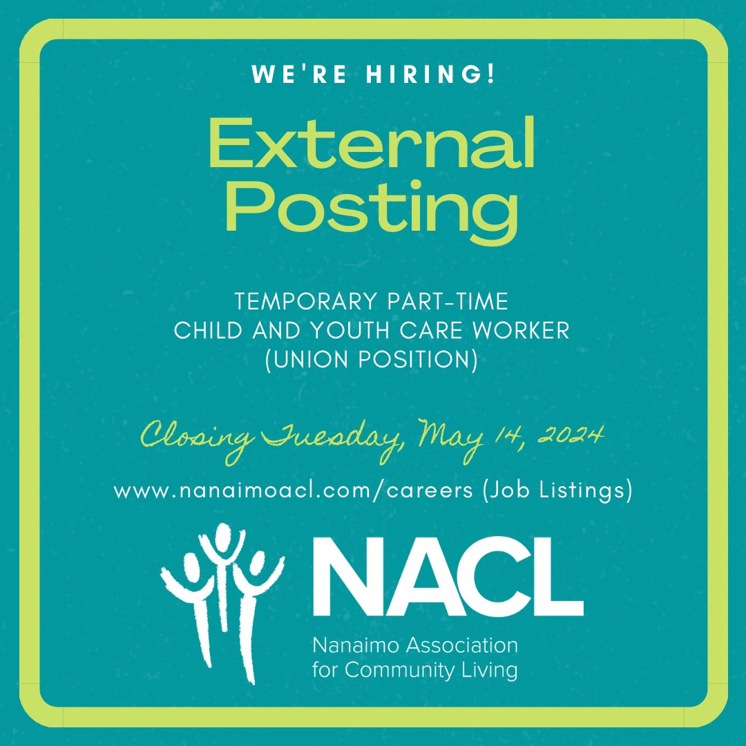 🚨POSTINGS ALERT🚨 Want to work with kids? NACL’s seeking a temporary part-time and Child and Youth Care Worker for one of our youth homes! Check the details and apply now at nanaimoacl.com/careers! 😍👍 #NACLCareers #WorkWithUs #JoinOurTeam