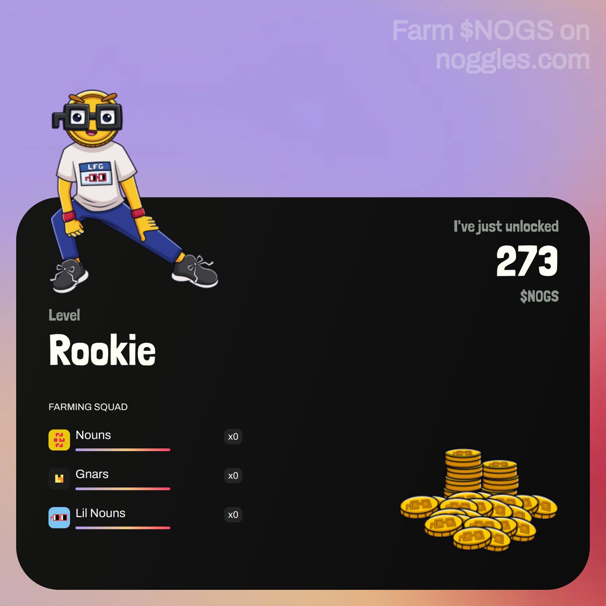 I've just unlocked 273 @nogglescoin from my nounish NFTs.

Put your $NOGS on and join the nouniverse!
⌐◨-◨