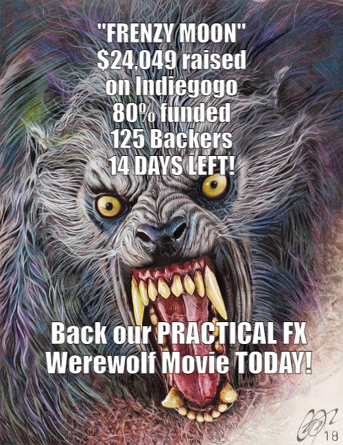24K raised, 80% funded, 14 days left! #frenzymoon #Werewolf #movie #indiegogo #HorrorMovies #MutantFam