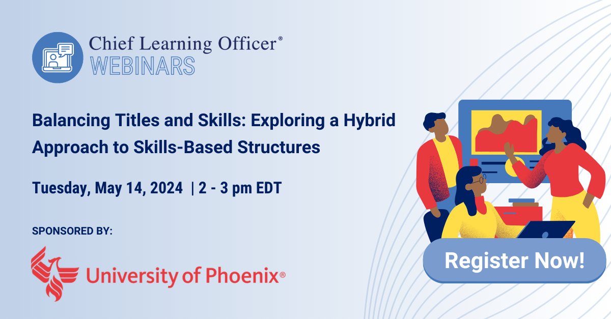 Join us on May 14 for a #CLOwebinar in partnership with the #UniversityofPhoenix, where we'll delve into the future of #workforcedevelopment and how blending traditional #jobtitles with #skillsbased frameworks can benefit your organization and employees. hubs.ly/Q02wslYh0