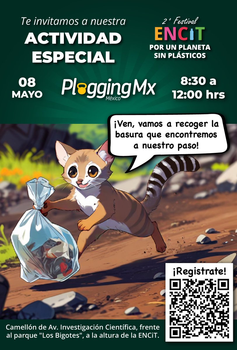 #Mañana 2º Festival #ENCIT: Por un planeta sin plásticos 📅 a partir de las 8:00 hrs 💯 Actividad especial. PloggingMX ¡Inscríbete! en forms.gle/D6SrHRh28X1ELe