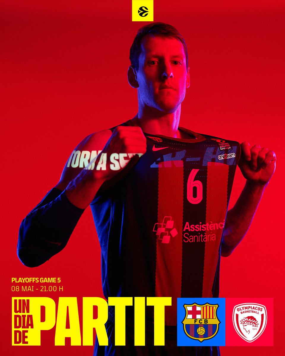 Barça Basket (@fcbbasket) on Twitter photo 🏀 𝐆𝐀𝐌𝐄 𝐃𝐀𝐘!
🔥 <a href="/Olympiacos_BC/">Olympiacos B.C.</a>
📆 21.00h
🏆 Playoffs - GAME 5
📺 Movistar
📍 Palau Blaugrana
🔵🔴#ForçaBarça 🏀 𝐆𝐀𝐌𝐄 𝐃𝐀𝐘!
🔥 <a href="/Olympiacos_BC/">Olympiacos B.C.</a>
📆 21.00h
🏆 Playoffs - GAME 5
📺 Movistar
📍 Palau Blaugrana
🔵🔴#ForçaBarça