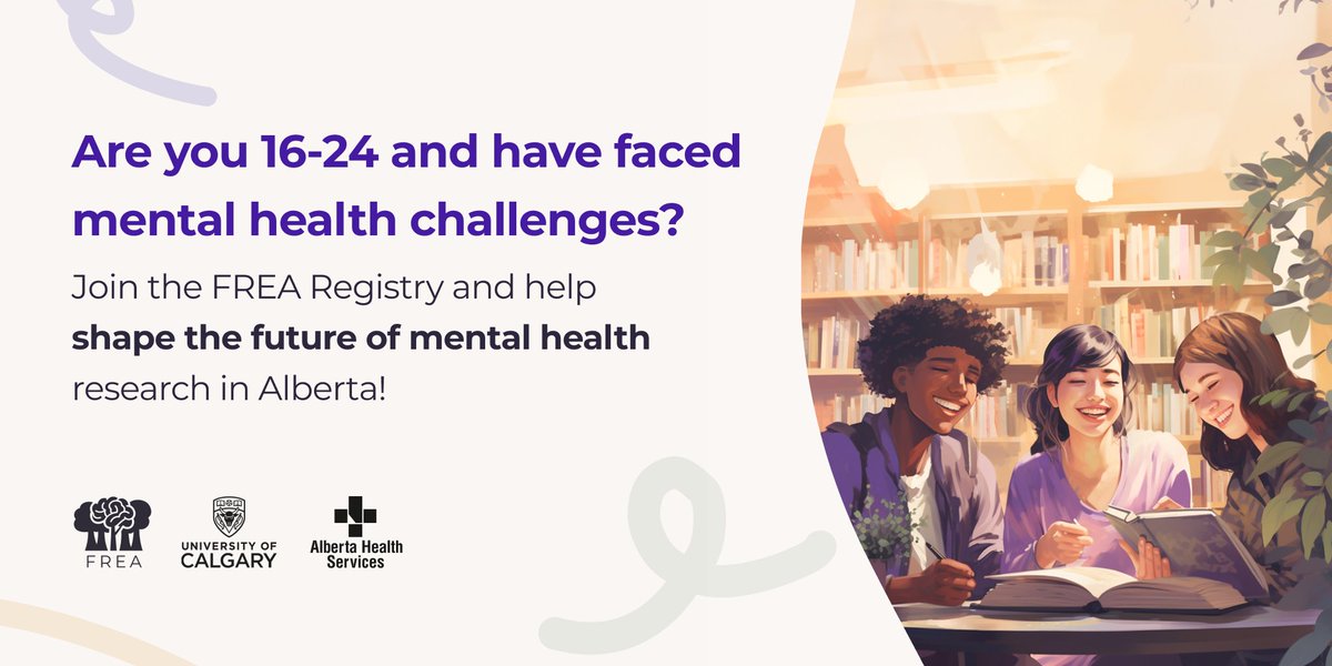 Calling all 16-24 year olds in Alberta!
If you have faced mental health challenges, find great resources and take part in shaping the future of mental health research in Alberta with FREA 🧠💡

Learn more: theFREA.ca
#MentalHealthWeek #MentalHealthResearch