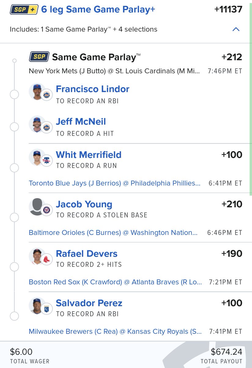 🚨 Tuesday night MLB ⚾️ 🚨 
Pitchers, hitters & base stealers. Play your faves solo, make your own or tail. Have fun with it. Be responsible about it.
#gamblingX #mlbbets #mlbparlay #baseballparlay #fanduel #hitterprops #strikeoutprops #pitcherprops #samegameparlay #phillybetbros