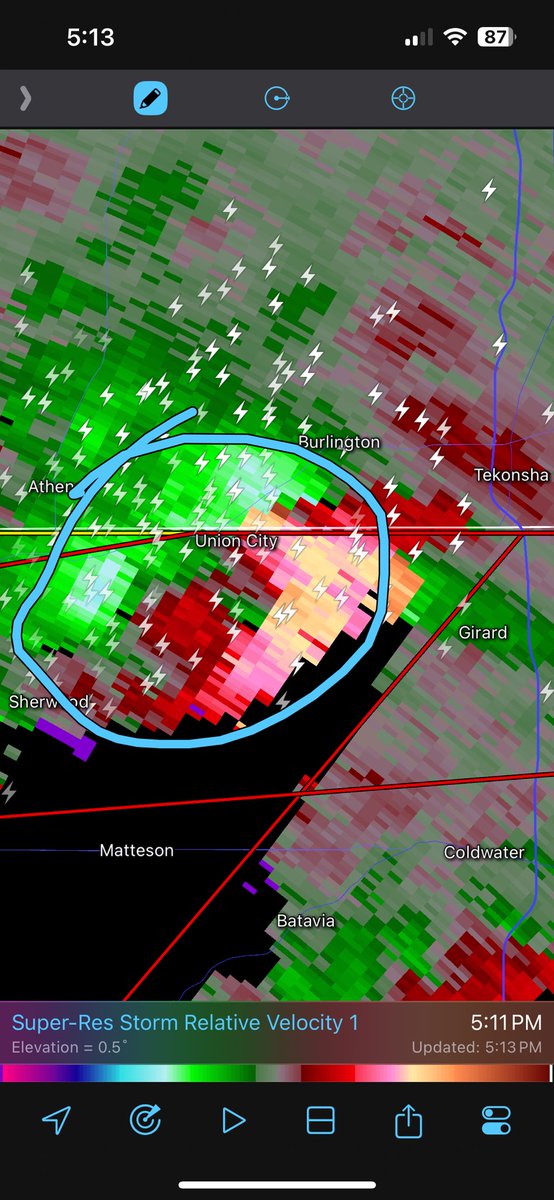 This is a TORNADO EMERGENCY for Union City. A very large and extremely dangerous #tornado is ongoing. Abandon weaker structures if you have time! Get underground if you can. #MIwx