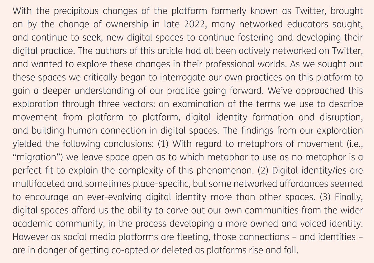 ▪The migration of digital tribes! ▪Lines of Flight: The Digital Fragmenting of Educational Networks 📑@koutropoulos @bonstewart @Lenandlar @Danceswithcloud @kwhamon @sandra_abegglen @LevellerB @NomadWarMachine & me myself @arasbozkurt - @JIME_journal jime.open.ac.uk/articles/10.53…