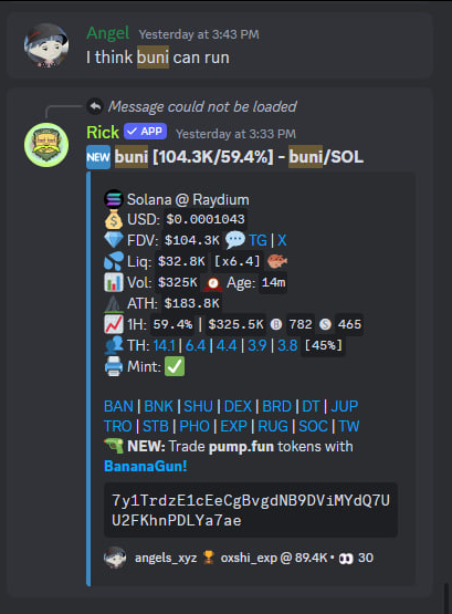 Angel (@angelscrypto_) on Twitter photo Called $BUNI in <a href="/YogurtVerse/">YogurtVerse</a> at 100k
Ran to 1.7M
Currently around 500k, so i threw a bag in this dip. Called $BUNI in <a href="/YogurtVerse/">YogurtVerse</a> at 100k
Ran to 1.7M
Currently around 500k, so i threw a bag in this dip.