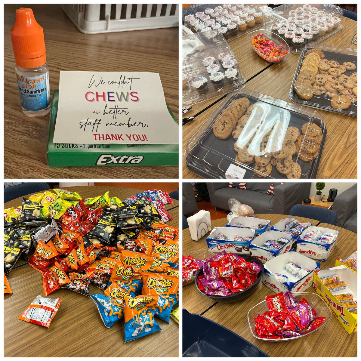 Teacher appreciation day 2: we couldn’t chews a better staff than the one we have! Our PTSA provided staff with an awesome snack bar in the faculty lounge & Ms Chandler gifted staff gum & hand sanitizer as an extra thank you! ❤️🤍💙#belonggrowsucceed #aacpsawesome #patriotpride