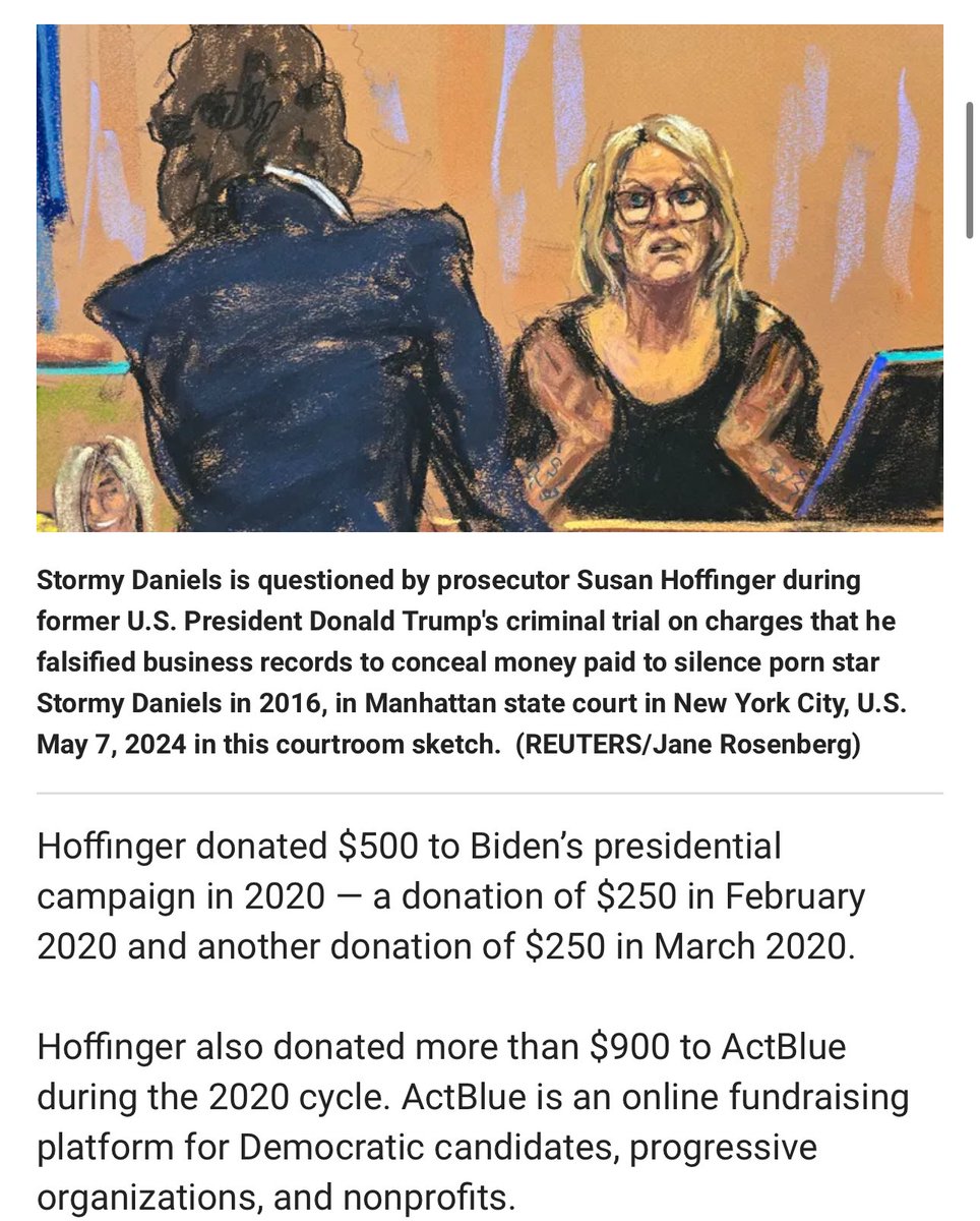 You gotta be kidding me. The prosecutor who questioned Stormy Daniels in court today donated $500 to Joe Biden in 2020, as well as $900 to ActBlue. You can add that conflict of interest to the other prosecutor who was #3 at Biden’s DOJ and worked for the DNC, the judge who also…