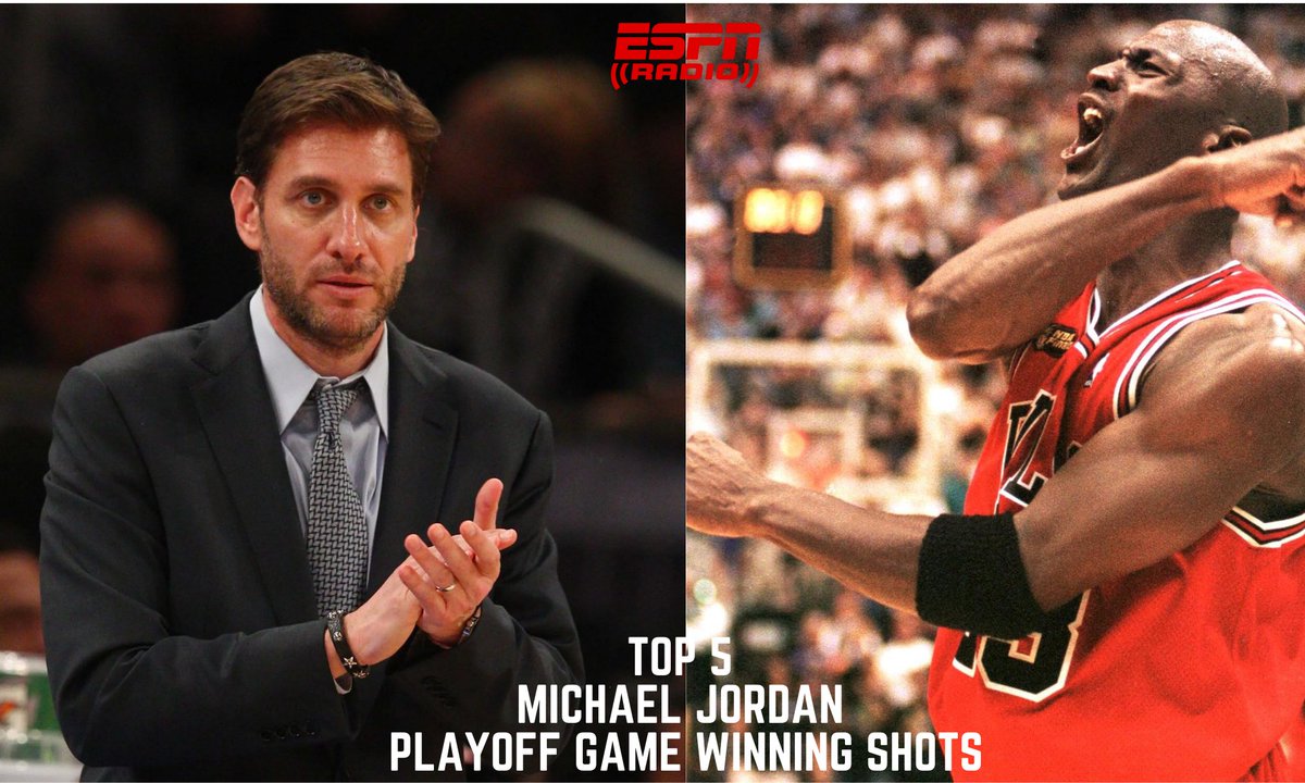 .@Espngreeny's Top 5 Michael Jordan Game Winners 🏀 5 MJ beats the Bad Boys - 5/27/89 vs Pistons, 99-97 4 'The Shot Part 2” - 5/17/93 vs Cavs, 103-101 3 MJ welcomes Utah to Finals - 6/1/97 vs Jazz, 84-82 2 “The Shot” - 5/7/89 vs Cavs, 101-100 1 Jordan clinches 6th title -…
