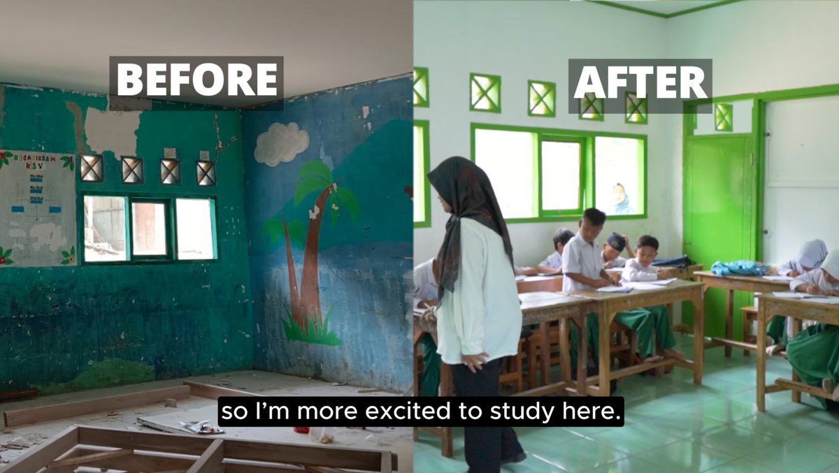 After a 5.6 magnitude damaging earthquake, this @WorldBank project helped to rebuild #Indonesia's madrasahs, enabling students to return to the classroom. Here's what the students think of their new school, via @WB_AsiaPacific: wrld.bg/6SvK50RybHg