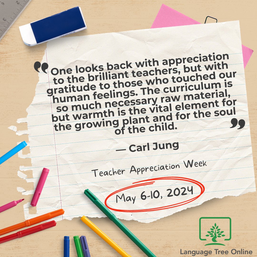 @LanguageTreeOL celebrates and appreciates our exceptional teachers this week and always! In honor of Teacher Appreciation Week, we hope you check out our FREE teacher resources: bit.ly/3Ns76MI

#TeacherAppreciationWeek #ThankATeacher #edchat #MLLs #ELs #ELLchat
