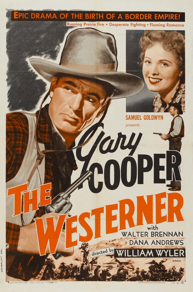 FrankMalfitano's tweet photo. 1 MORE LIST OF 100 FILMS I LOVE (IN NO ORDER) 2: On #GaryCooper 🎂 here’s classic 1940 #WilliamWyler 🎥 #Western where he plays a falsely accused horse thief on trial by oddball #LilyLangtry loving #JudgeRoyBean Oscar winning #WalterBrennan whose scenes with Coop are 🎞️ highlight https://t.co/PG4148yp8s