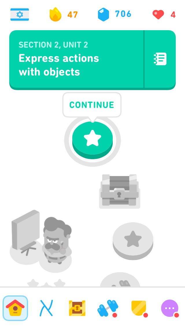 AnneEstellaRock's tweet photo. Guess who’s just moved up to Section 2, Unit 2!!! 🏆 #Duolingo #LearningHebrew https://t.co/7GfMuWdDip