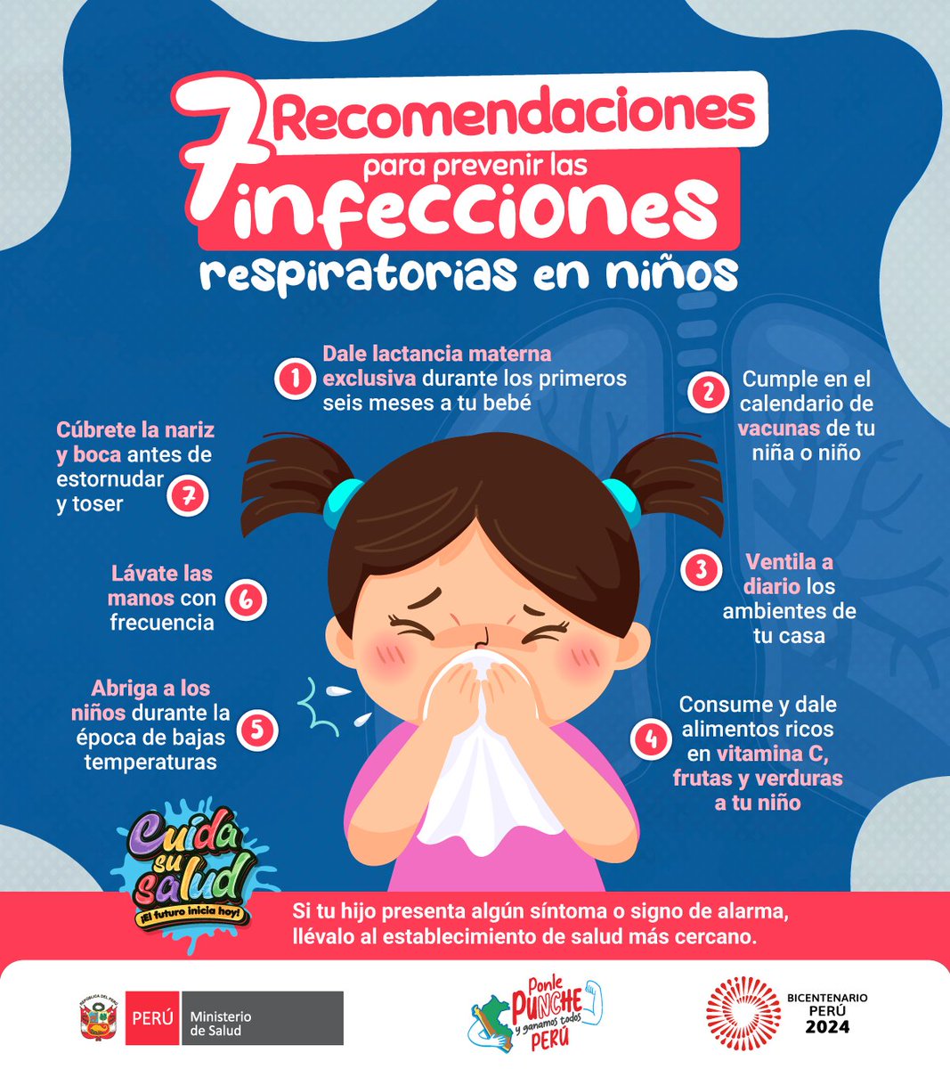 Ten en cuenta estas medidas para evitar infecciones respiratorias y mantener a niños y niñas saludables. #CuidaSuSalud