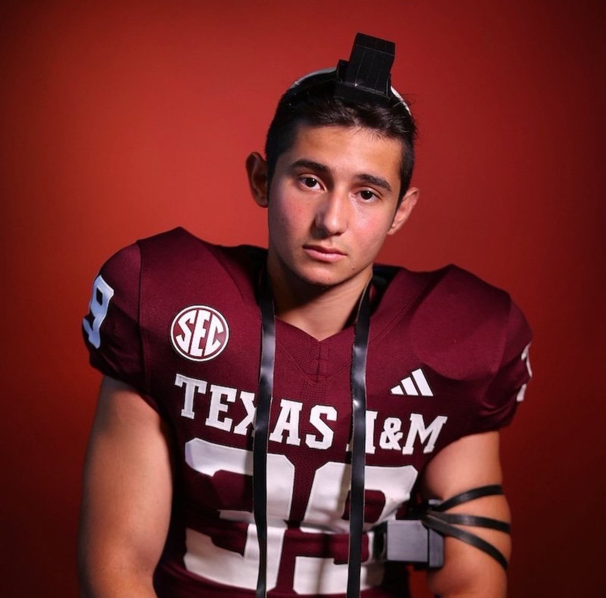Sam Salz, a football player at Texas A&M, is believed to be the only Orthodox Jew currently playing college football. He wears a kippah under his helmet and does not participate in games on Shabbat. Photo: @sam_salz