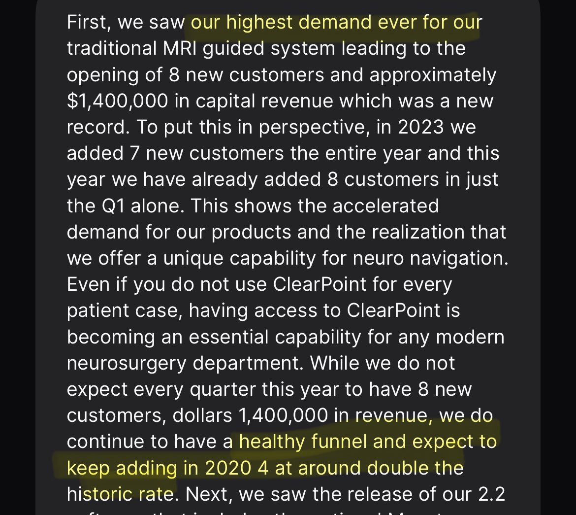 Move to the OR hitting the ground running $CLPT

“Highest demand ever” for trad MRI

Placement funnel: “Adding at double the historic rate”