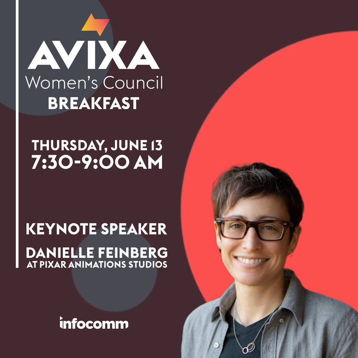 Fuel your passion at the AVIXA Women's Breakfast, June 13 from 7:30-9:00 am! 🚀 Be inspired by Pixar’s Danielle Feinberg & connect with industry trailblazers. bit.ly/3Qz0htQ #Infocomm2024