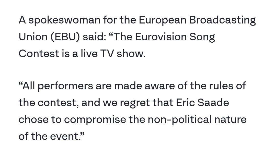 If @Eurovision is 'non-political', why did it ban Russia and attack a contestant for showing solidarity with Palestine? #BoycottEurovision2024