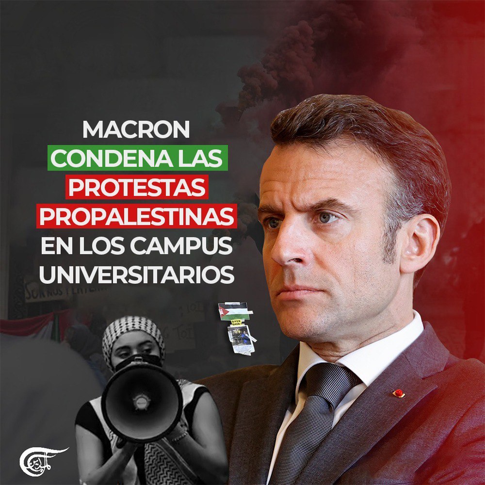 El presidente francés, Emmanuel Macron, condenó las protestas propalestinas en las universidades francesas y dijo que está a favor de que las fuerzas de seguridad evacuen a los estudiantes. 'Es perfectamente legítimo e incluso razonable y tranquilizador que nuestros jóvenes