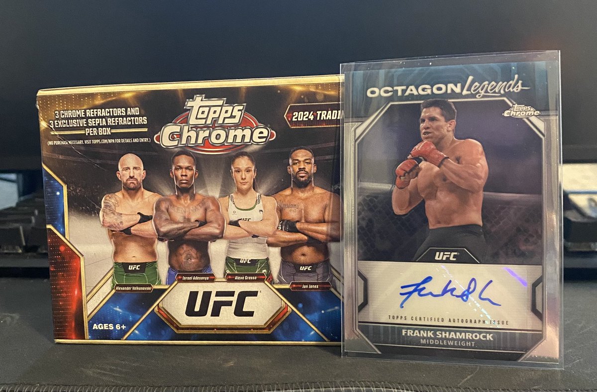 HUGE SHOUTOUT to my girl for picking up this @Topps UFC box for me today 🖤‼️

First box I’ve had since they switched back and I pull this…

Signed by the LEGEND, 4x UFC, WEC & STRIKEFORCE CHAMPION @frankshamrock 🏆🔥

So stoked😎
#UFC #MMA