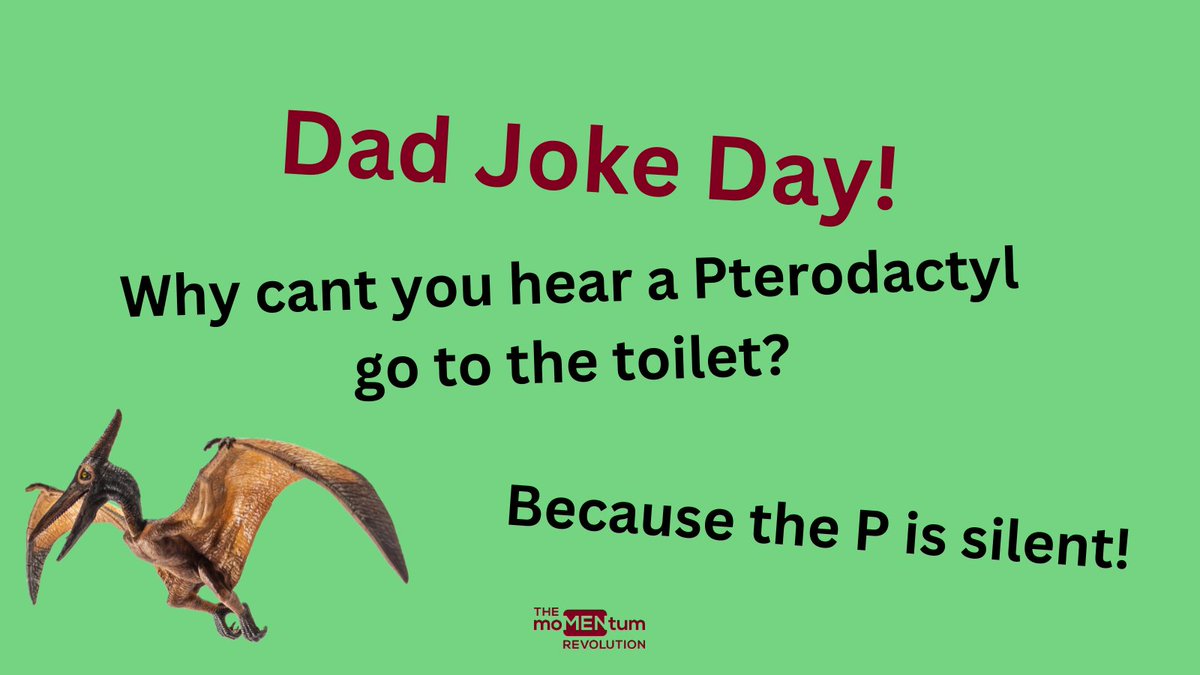 Dad Joke Day!

Take the time to make someone smile (or cringe) today with a silly dad joke!

A smile always lightens a room!

#dadjokes
#drbrettspassion
#momentumrevolution
#mensmentalhealth
#itstime