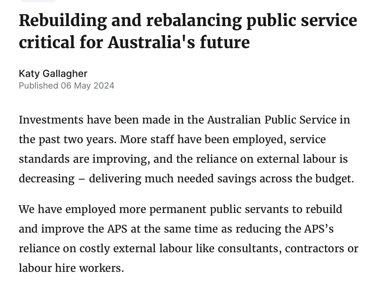 Rebuilding the public service isn’t just about growth @SenKatyG. Public trust must be restored. That means accountability for unlawfulness and poor performance, support for transparency (at Estimates and through #FOI), a public-before-self culture and no super salaries. #auspol