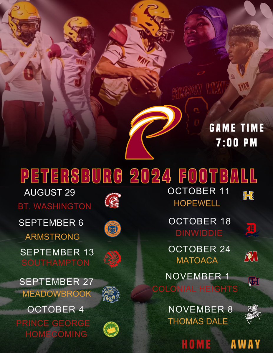 Petersburg High Football (@phsvafootball) on Twitter photo The upcoming π season is approaching fast βοΈβHere is the schedule ββοΈ Dates & Time are listed below.. LETS GO π π The upcoming π season is approaching fast βοΈβHere is the schedule ββοΈ Dates & Time are listed below.. LETS GO π π