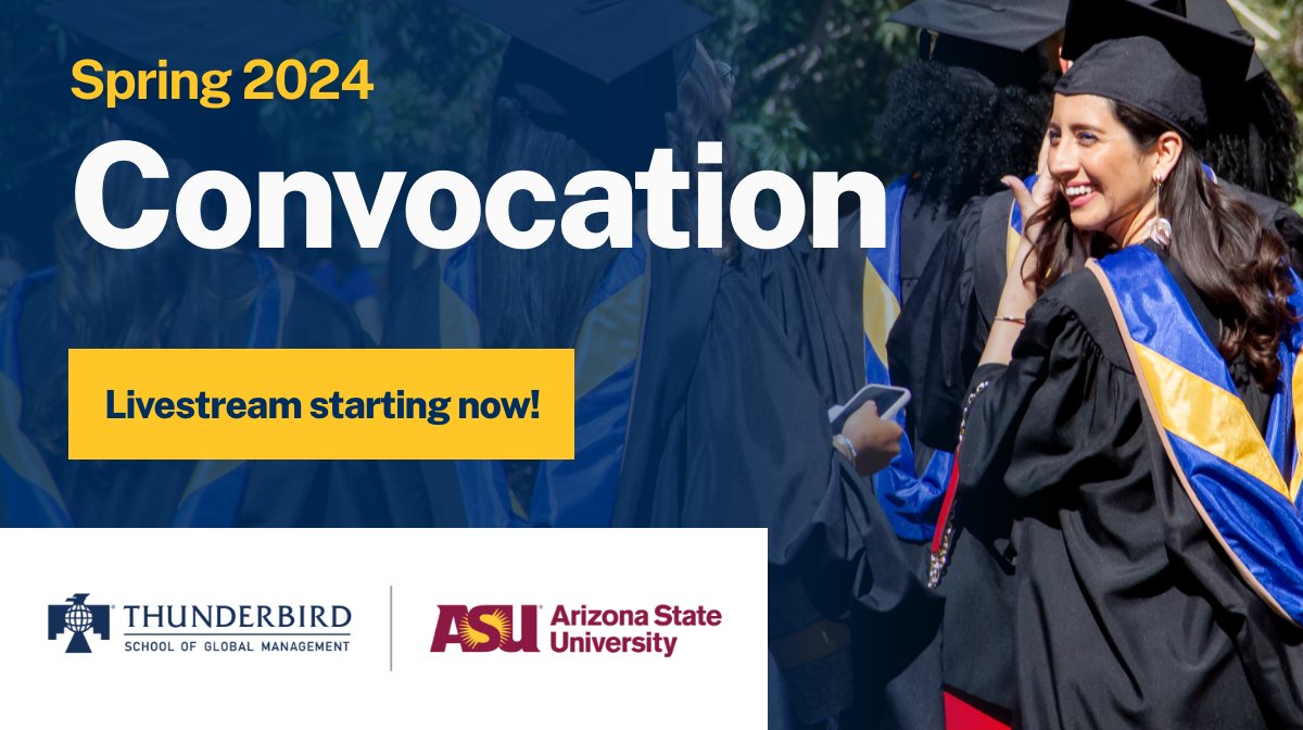 And we are live! Tune into Thunderbird's convocation ceremony through the livestream on our convocation page: thunderbird.asu.edu/degree/student… #tbirdgrad #ASUgrad