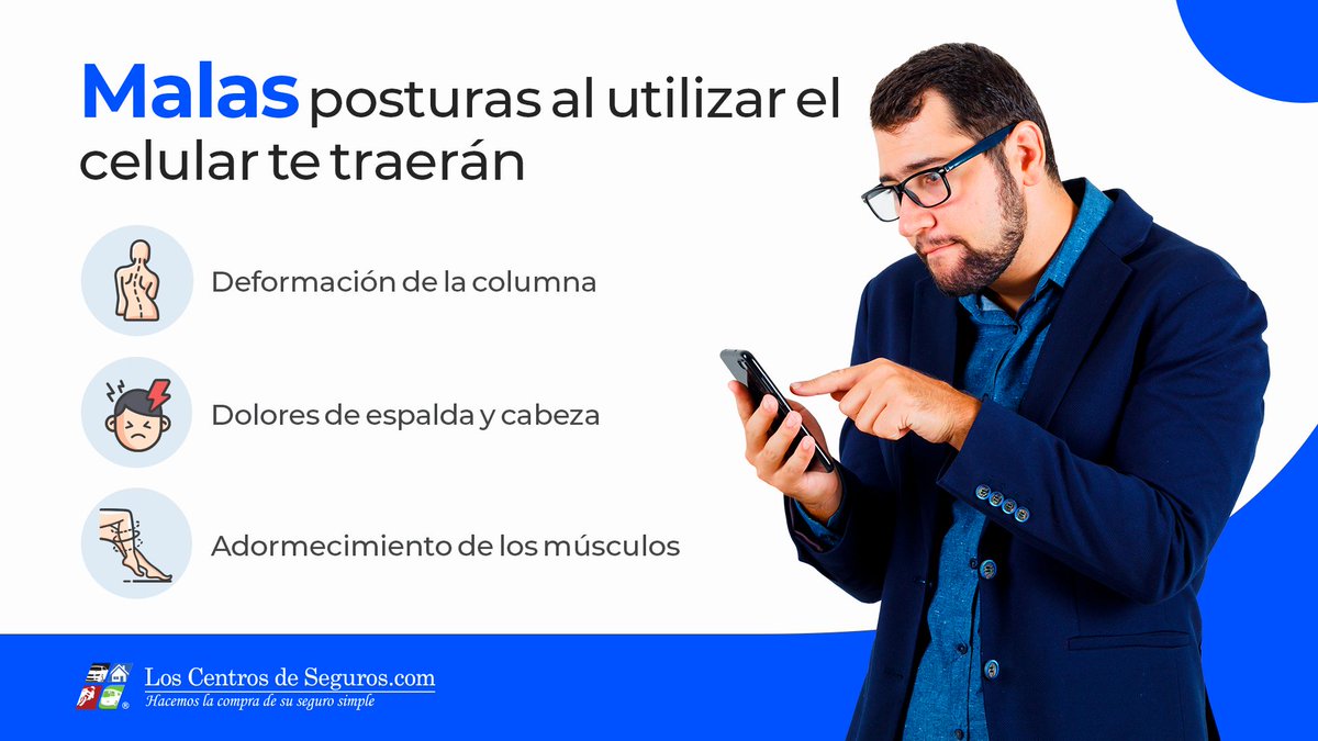 InsuranCenters's tweet photo. Dejemos la mala postura al utilizar el celular, así evitaremos complicaciones a largo plazo 😫🥴🧠
#Seguros #healthylifestyle #malapostura #insurances #tips #EspaldaSana #dolordecabeza #dolordeespalda #usodelcelular https://t.co/6aZ7ZS8bqP