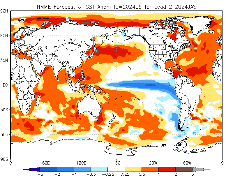 Souza101Matt's tweet photo. NMME SSTS show clear La-Nina/-PDO and favorable +AMO with heat concentration in the MDR. Precip anomalies showing the active look like the others. #hurricaneseason. #NMME https://t.co/dXTyKjkAP3