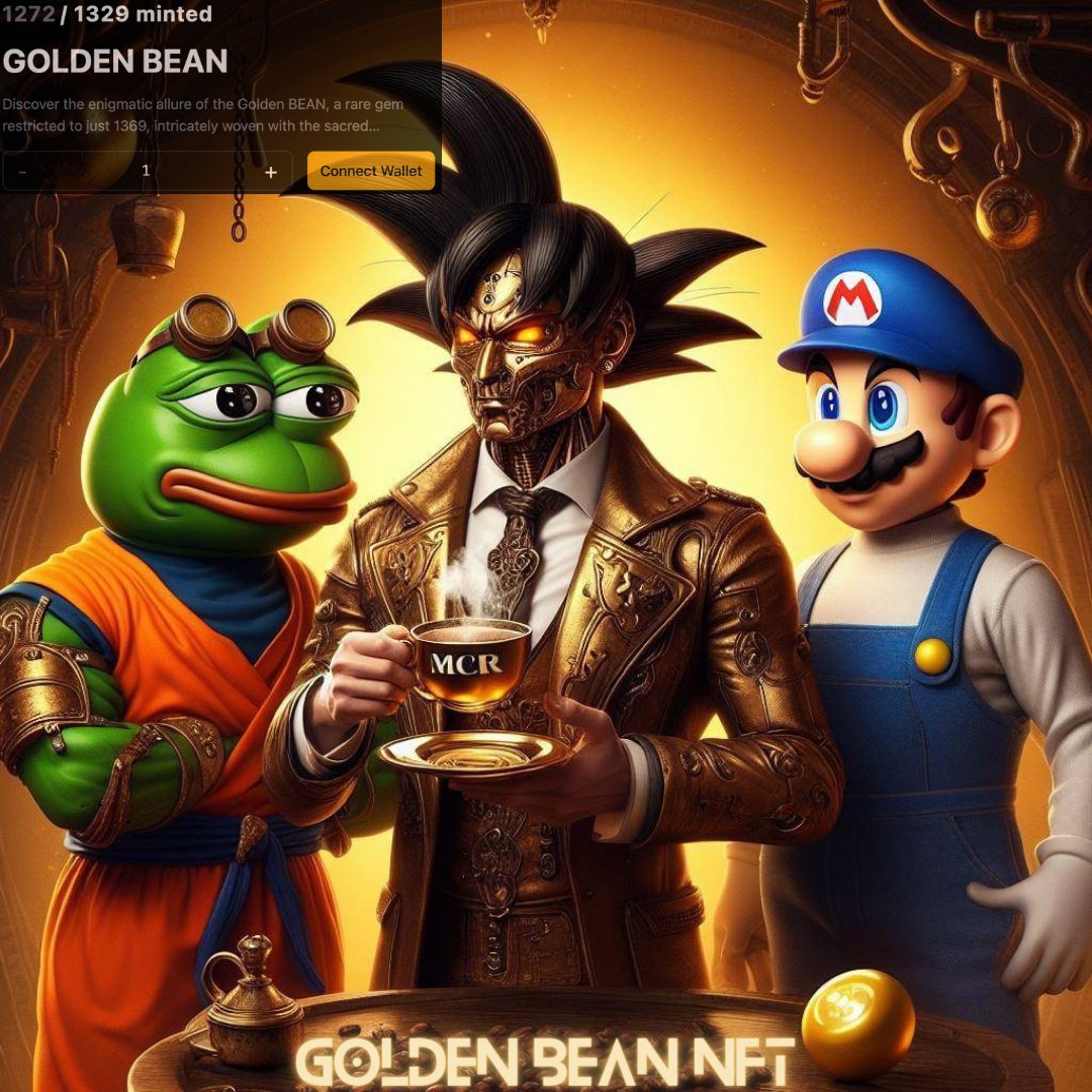 🔥 Only 57 Golden #BEAN #NFTS left to mint! 

After that take your chances on the secondary market.

We are currently compiling all the names that participated in the 🎁 Giveaway..Standby 🤝🪄🫘

#PulseChain 

hexoacoin.com/goldenbean/