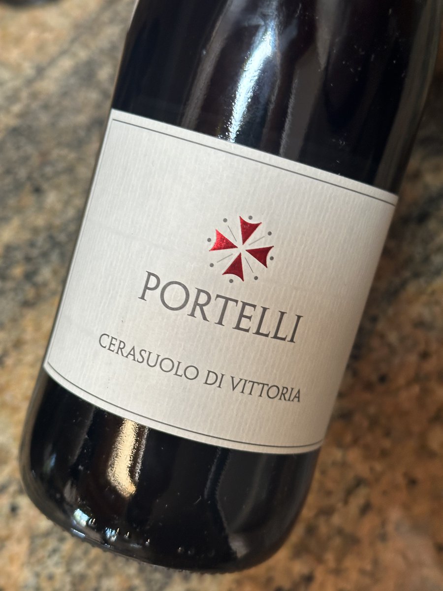 Cerasuolo DI Vittoria / the only DOCG
in Sicily / v. 2019 /  bright / fresh / blend of 
Frappato, a grape known for tasting of wild strawberry,
(and it does) and Calabrese / earthy / rustic
wild berries / Cheers!