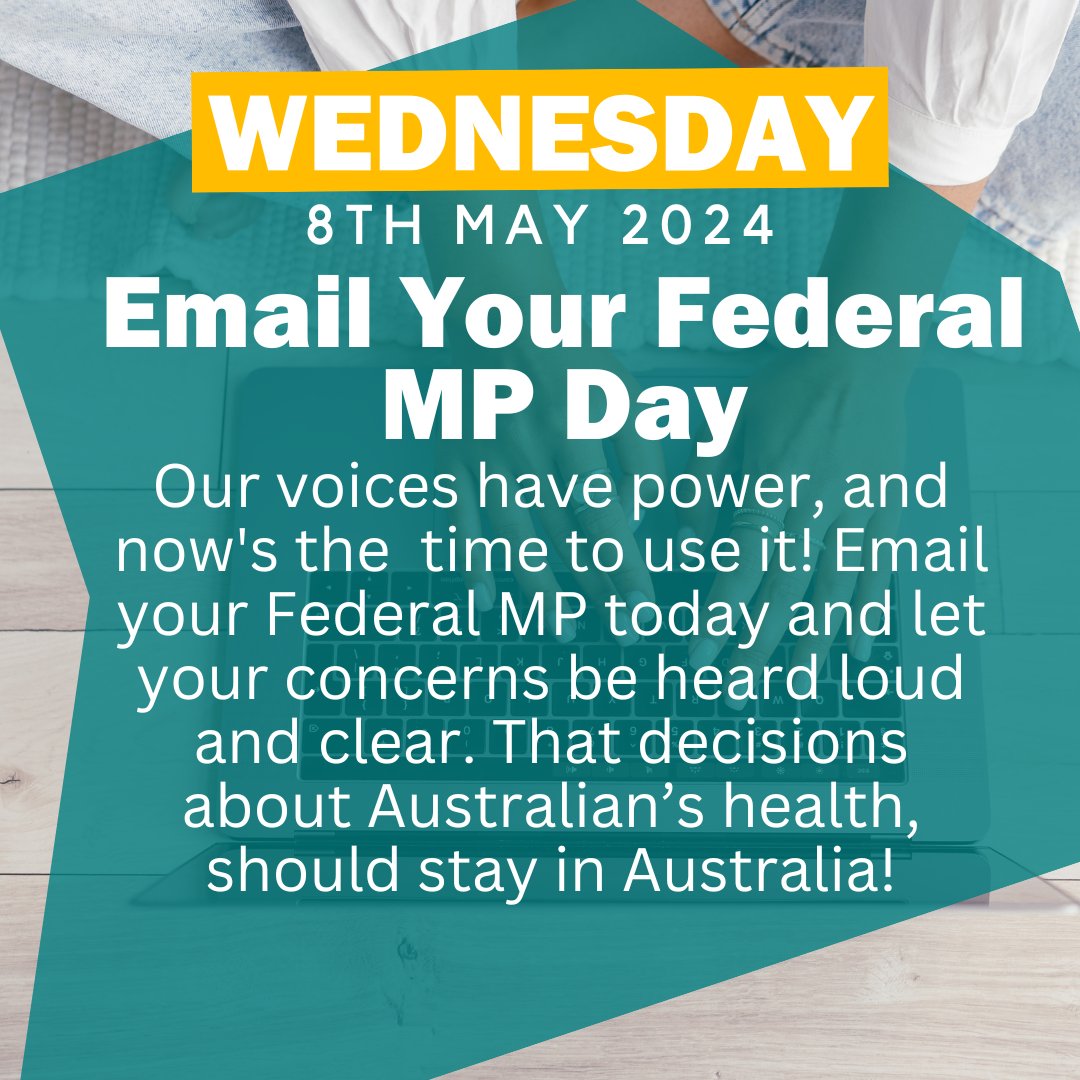 AusExitsWHO's tweet photo. Day 3 of National Action Week is contact your Federal MP. We have made it easy with a system that helps write your letter, in your own words.
We also recommend visiting and phoning your MP. Why not do them all? https://t.co/BDK2tsbGxP
#nationalactionweek #rejectthewho #ausexits https://t.co/yd05qUYfax