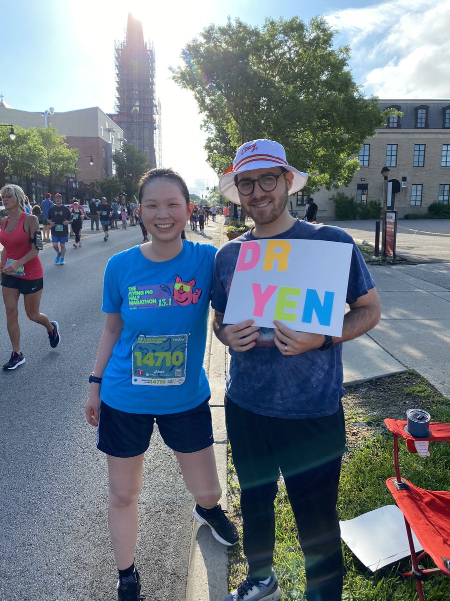 Had a great time 🏃🏻‍♀️ the Cincinnati Flying Pig half marathon this past weekend! Beautiful race course lives up to its #1 status. Thanks to Dr. Brook for the support at mile 8 🙌🏻 @md_myer was too much of a speedster for me to catch!