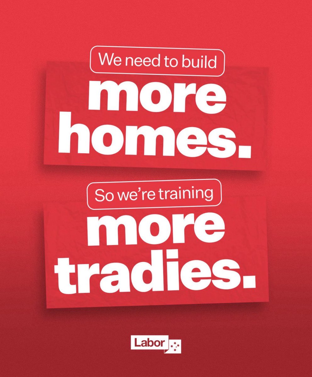To build more homes we need more tradies. That’s why the Albanese Labor Government is today announcing $90 million to boost the number of workers in the construction and housing sector - including 20,000 additional Fee-Free training places.