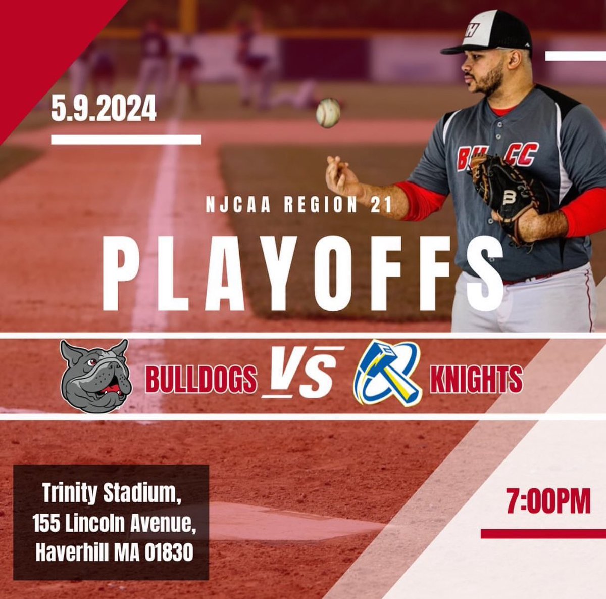 PLAYOFF TIME ! ⏰⏰
We are 2 days away!
The dogs are headed to <a href="/NECCKNIGHTS/">NECC Athletics</a> .
🗓️Thursday May, 9th 7:00pm
📍Trinity Stadium, 155 Lincoln Ave Haverhill, MA 01830