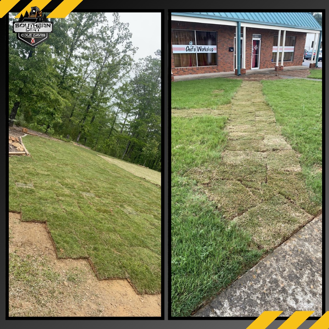 Sod is a great alternative for sloped areas or erosion-prone areas where seed would struggle to survive. Let's help transform your space, tell us about your project at southerndirtllc.com so that we can help you!

#chelseaal #birminghamal #greystoneal #mountainbrookal