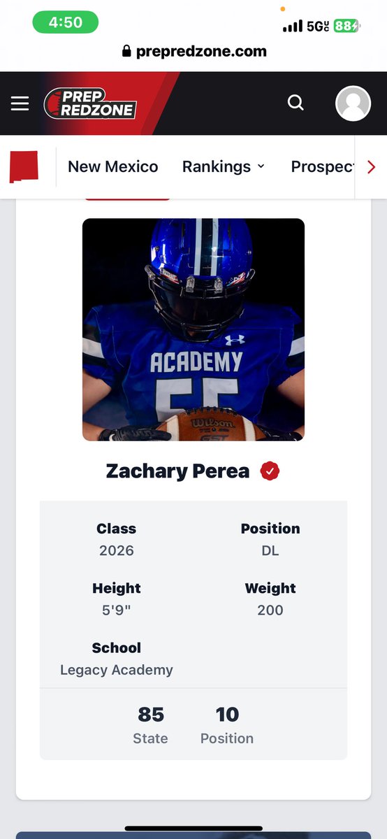 Thank you @PrepRedzoneNM for the updated ranking!! @CSAPrepStar @youragentsteven @LegacyAcademyNM @legacyacademyFB @bryansmooth