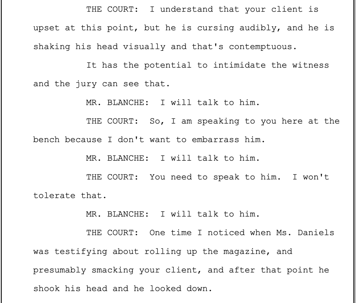 Notable moment in court today where the judge told the defense he could hear Trump cursing: Judge Merchan: 'I understand that your client is upset at this point, but he is cursing audibly, and he is shaking his head visually and that's contemptuous...I am speaking to you here at…